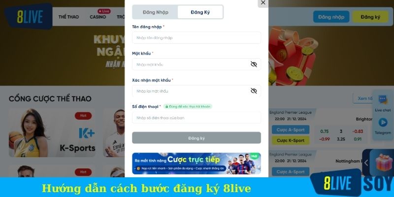 Hướng dẫn cách bước đăng ký 8live