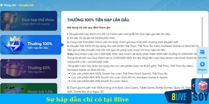 Sự hấp dẫn chỉ có tại 8live